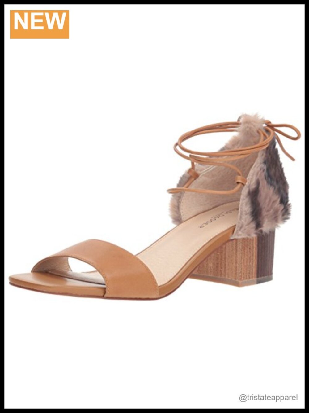 Womens Lace Up Block Heel Sandals Faux Fur Leather Sienna Ankle Strap